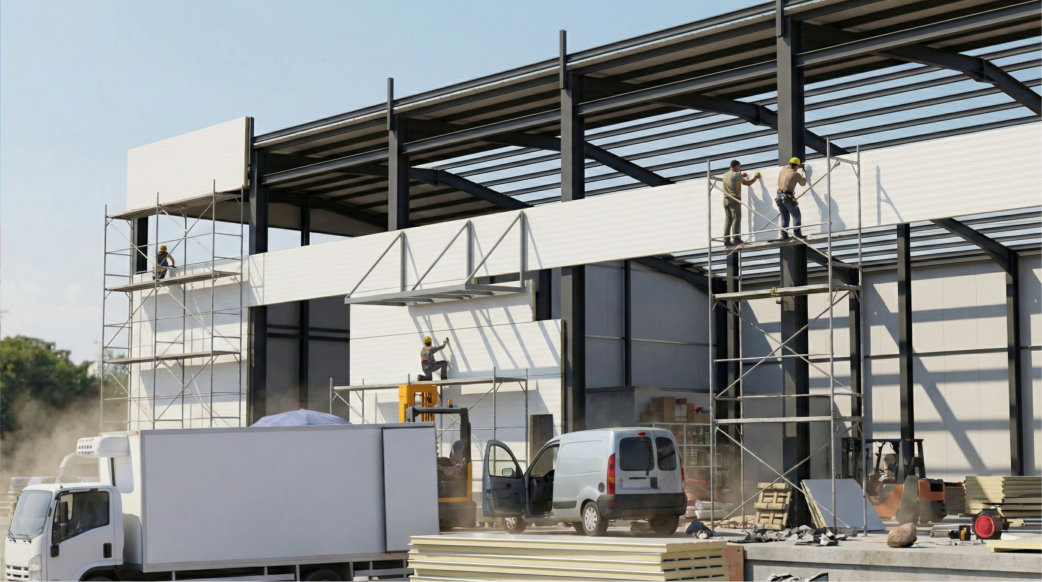 factory building making with sandwich panels