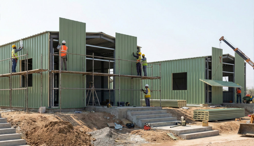 protable office with sandwich panels